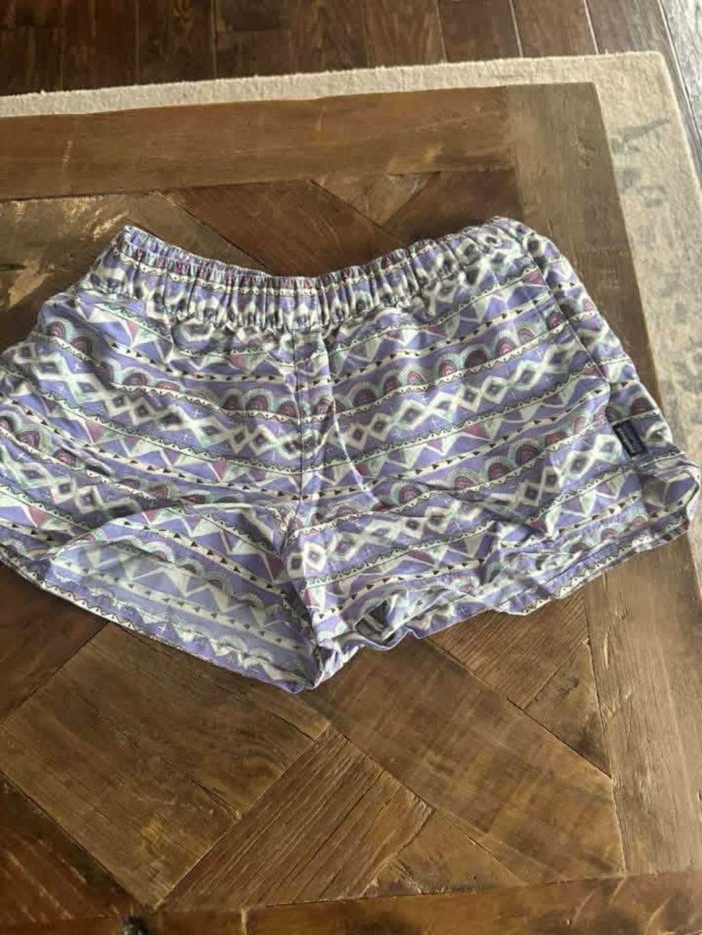 Patagonia Lavender Geometric Athletic Shorts